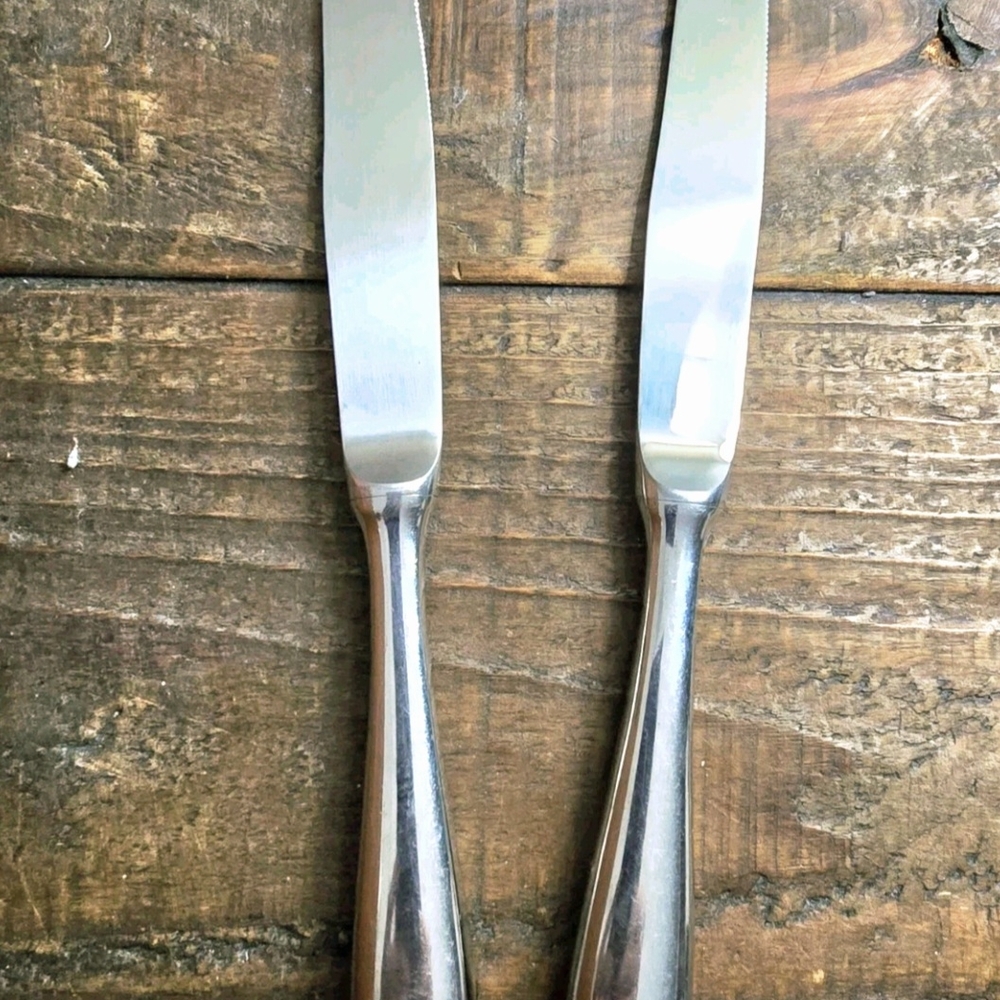 Set Of 2 Williams-Sonoma Stainless Morgan Hollow Dinner Knives 9 3/4" EUC